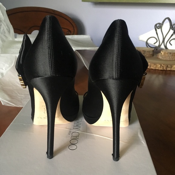 ‼️ FIRM‼️ Jimmy Choo Grant Satin Black Size 39 - Picture 4 of 8